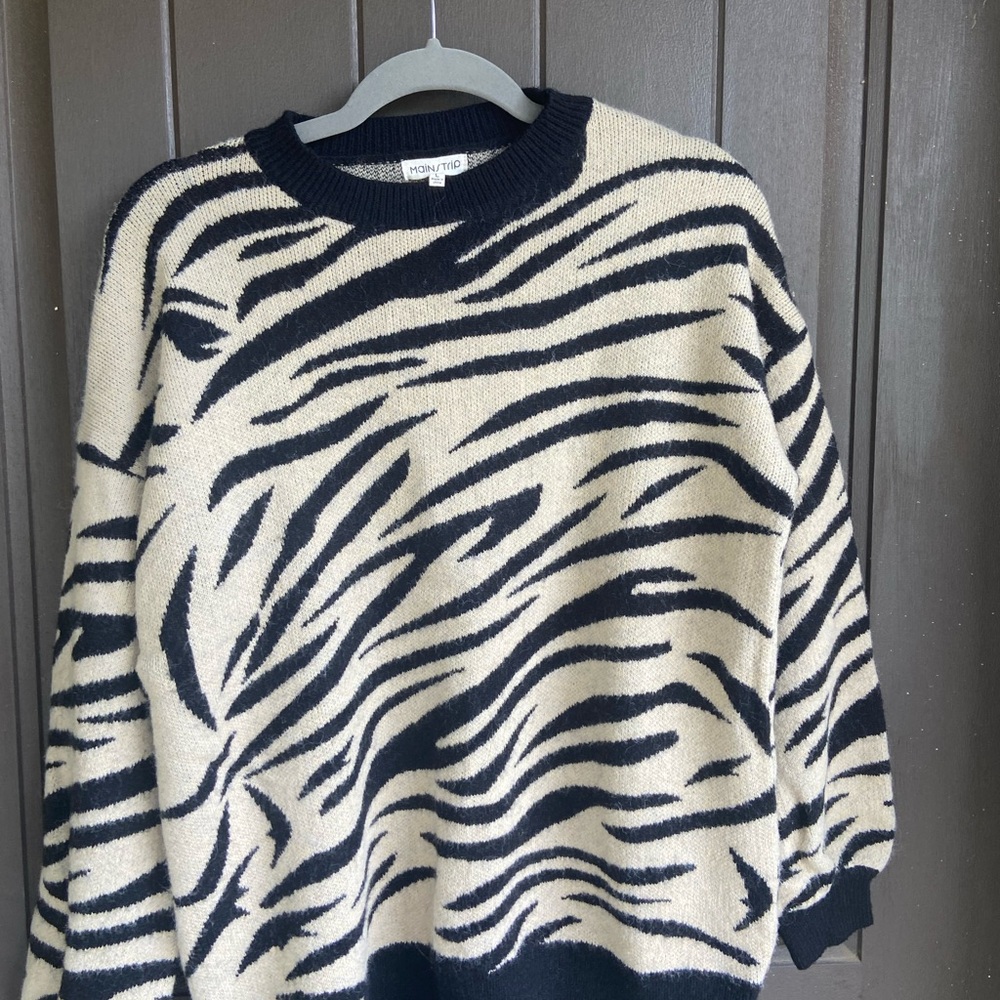 Zebra Print Sweater - Black and Cream
